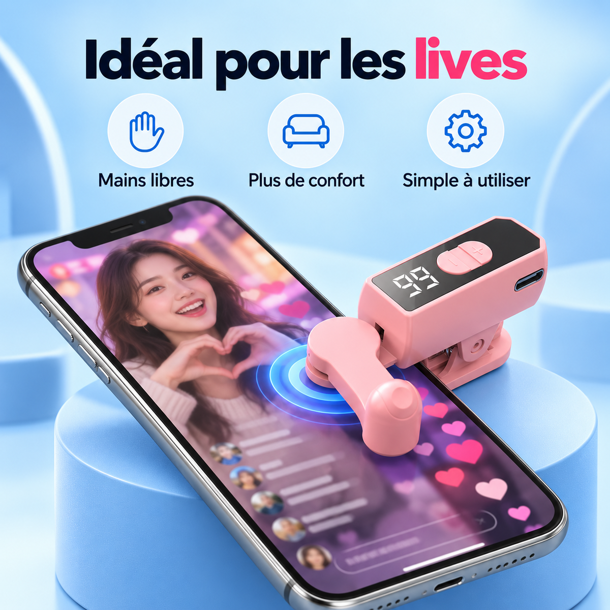 Tapoteur Automatique Sans Fil pour TikTok Live – Rechargeable et Réglable