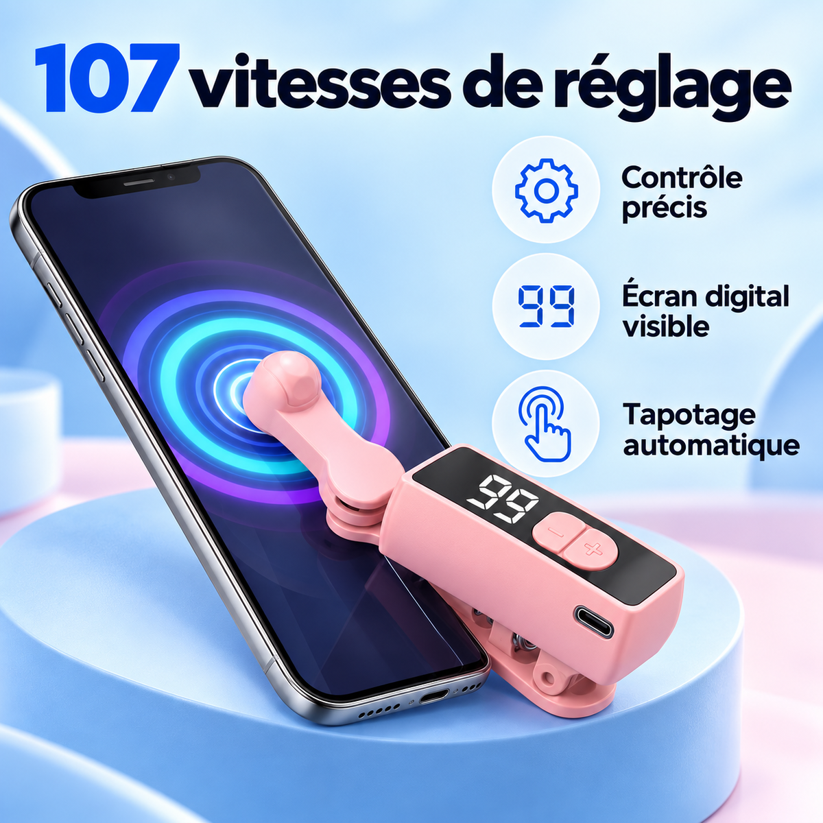 Tapoteur Automatique Sans Fil pour TikTok Live – Rechargeable et Réglable
