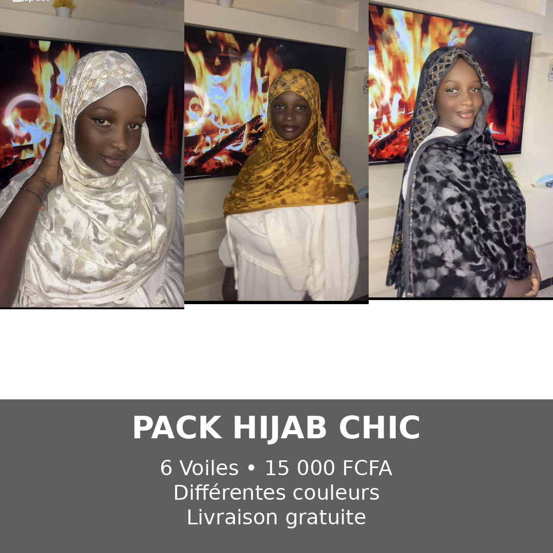 Pack Hijab Chic Nouvelle Génération – 6 Voiles à Seulement 15 000 FCFA 🔥