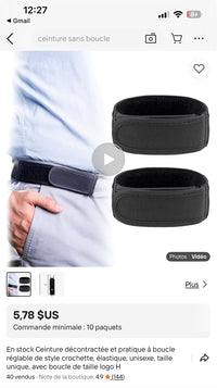 Ceinture Invisible Ajustable Sans Boucle – Maintien Discret du Pantalon